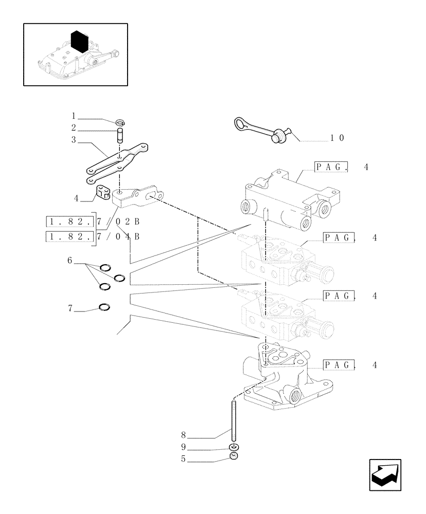 Схема запчастей Case IH JX1085C - (1.82.7/05[05]) - (VAR.028) 2 REAR REMOTE VALVES FOR MID-MOUNT AND EDC - REMOTE VALVES - D5484 (07) - HYDRAULIC SYSTEM