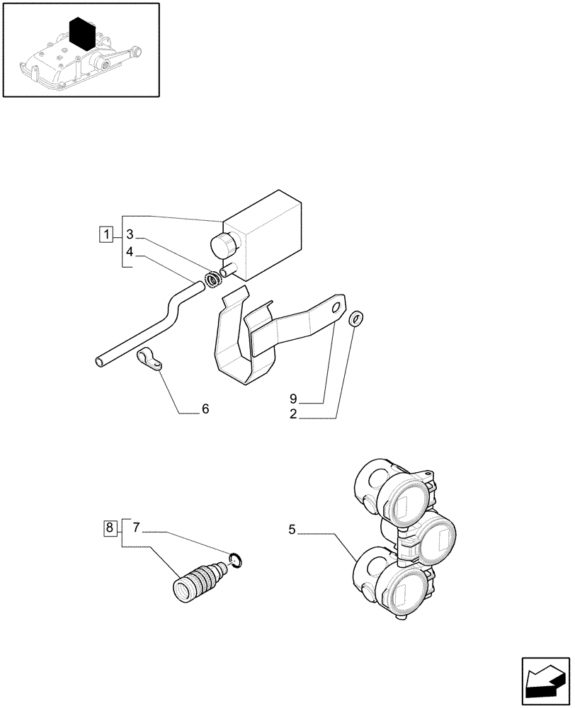 Схема запчастей Case IH JX1085C - (1.82.7/15) - (VAR.545) 6 DELUXE FAST CONNECTORS AND OIL COLLECTION SYSTEM FOR 3 CONTROL VALVES (07) - HYDRAULIC SYSTEM