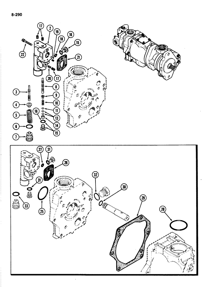 Схема запчастей Case IH 4894 - (8-290) - TRIPLE HYDRAULIC PUMP ASSEMBLY, COMPENSATOR ASSEMBLY (08) - HYDRAULICS