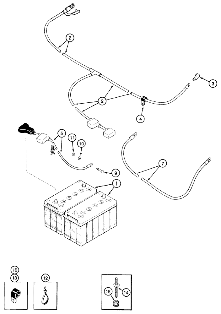 Схема запчастей Case IH 2344 - (04-36) - BATTERY - CABLES (06) - ELECTRICAL