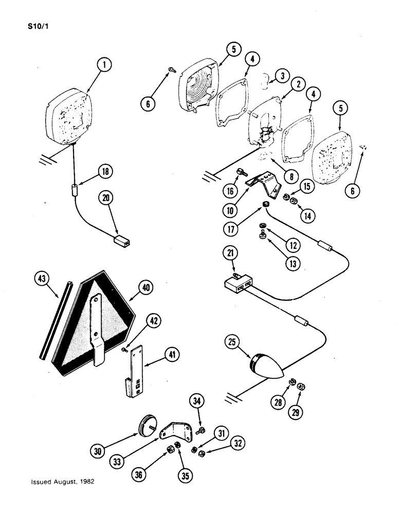 Схема запчастей Case IH 1190 - (S-10) - LAMPS, WIRING AND REFLECTORS, LOW PROFILE SPECIAL (06) - ELECTRICAL SYSTEMS