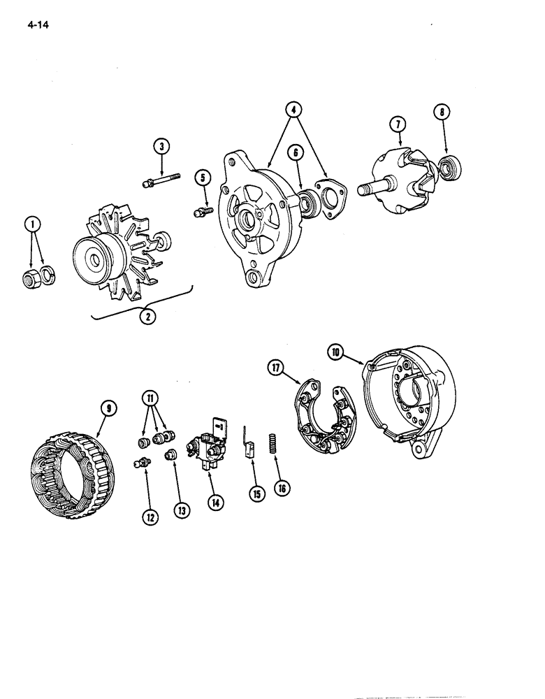 Схема запчастей Case IH 255 - (4-14) - ALTERNATOR (04) - ELECTRICAL SYSTEMS