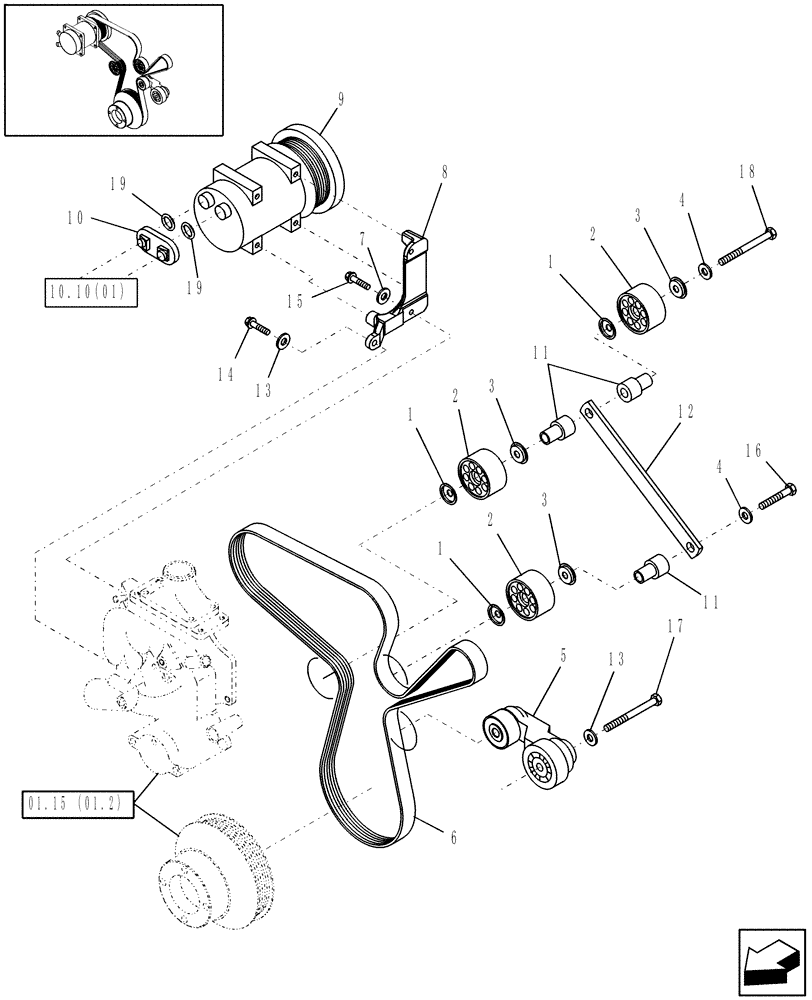 Схема запчастей Case IH WDX2302 - (02.02[01.1]) - AC COMPRESSOR & DRIVE, PRIOR TO PIN HCA043144 (WDX1902) & HCA0036117 (WDX2302) (02) - ENGINE EQUIPMENT