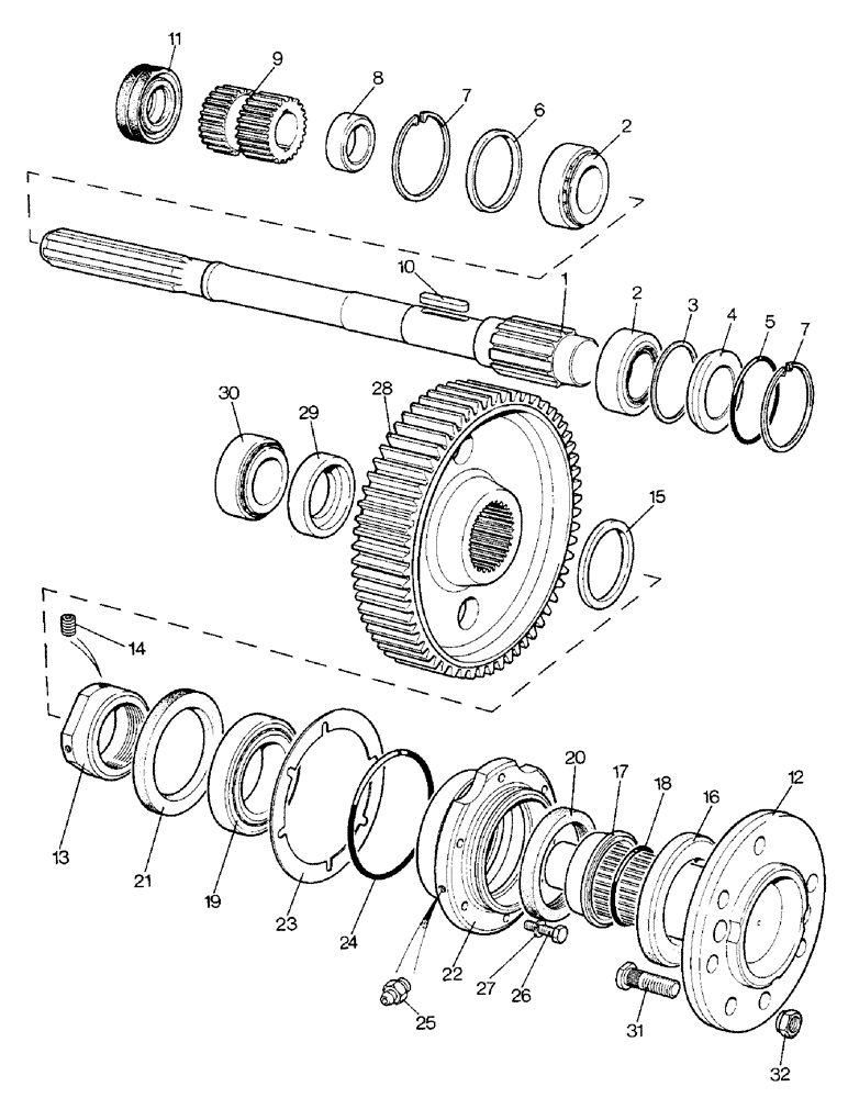 Схема запчастей Case IH 1690 - (E03-1) - GEARS AND SHAFTS FOR FINAL DRIVES (05) - REAR AXLE