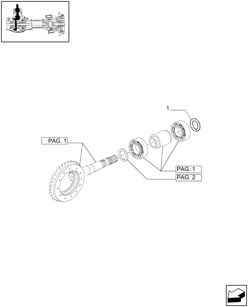 Схема запчастей Case IH JX1060C - (1.40.3/06[04]) - (VAR.325-692) FRONT AXLE W/LIMITED SLIP DIFF, L/FRONT BRAKES (30 KM/H) - BEVEL GEAR/PINION SET (04) - FRONT AXLE & STEERING