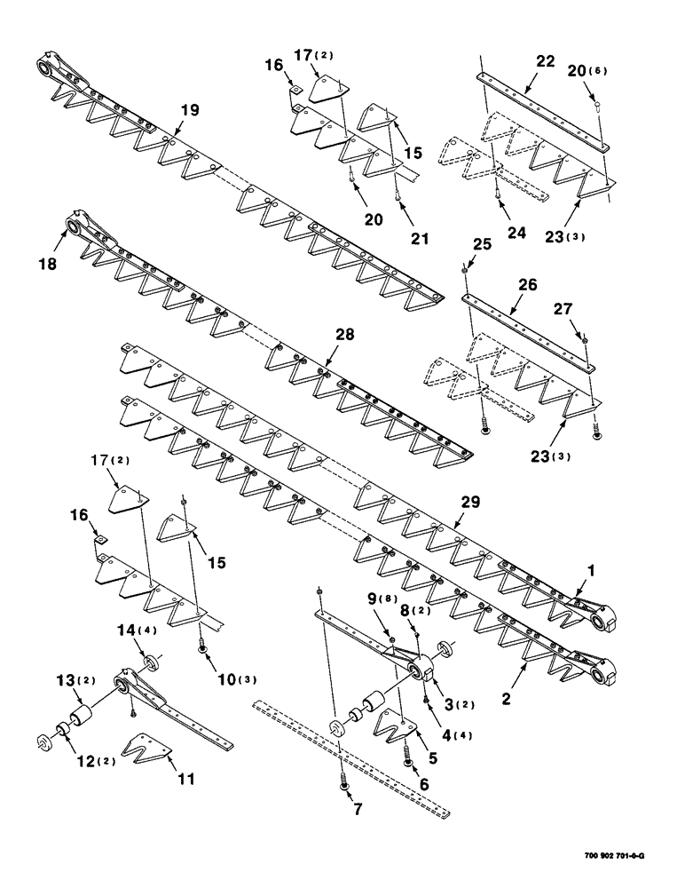 Схема запчастей Case IH 8840 - (3-16) - SICKLE ASSEMBLIES (14 FOOT) (58) - ATTACHMENTS/HEADERS