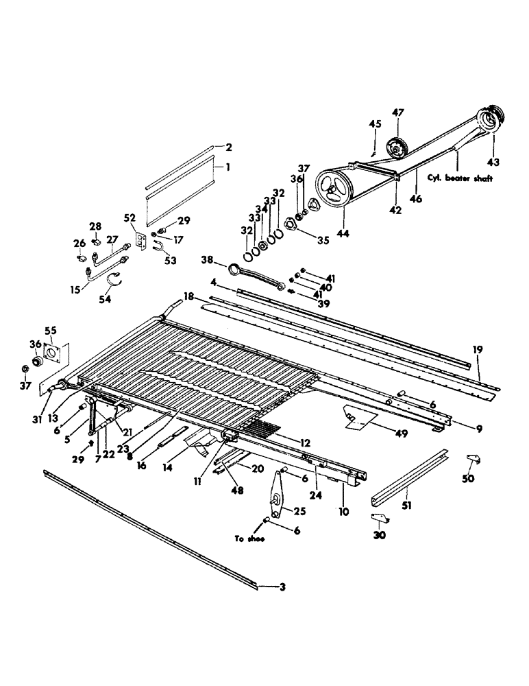 Схема запчастей Case IH 715 - (23-01) - GRAIN PAN, SHOE AND SHOE SIEVE, GRAIN PAN, SHAKER SHAFT AND DRIVE Grain Pan, Shoe & Shoe Sieve