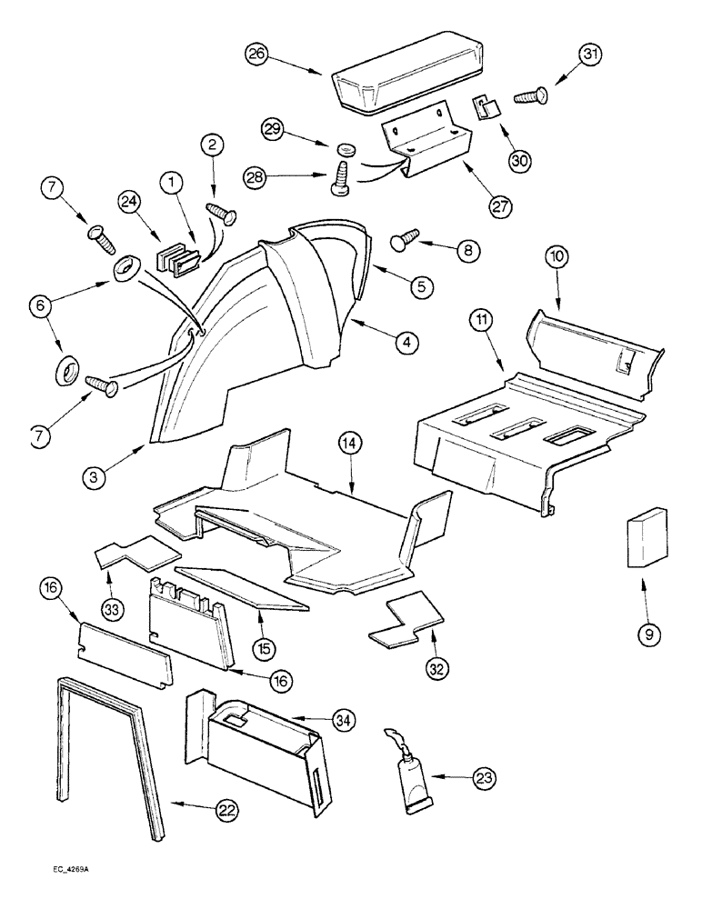 Схема запчастей Case IH 3220 - (9-052) - CAB, OPERATORS COMPARTMENT COVERING (09) - CHASSIS/ATTACHMENTS