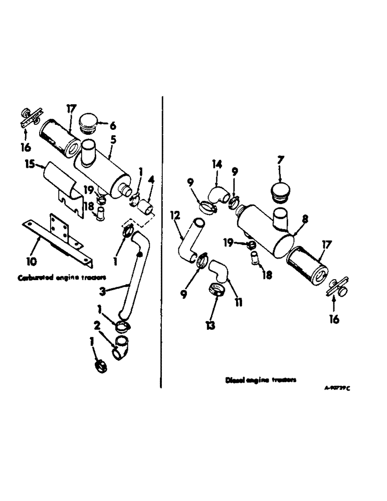 Схема запчастей Case IH 544 - (E-04) - FUEL SYSTEM, AIR CLEANER AND CONNECTIONS, INTERNATIONAL TRACTORS (02) - FUEL SYSTEM