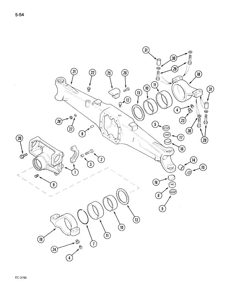 Схема запчастей Case IH 495 - (5-054) - MECHANICAL FRONT DRIVE "CARRARO", AXLE HOUSING (05) - STEERING