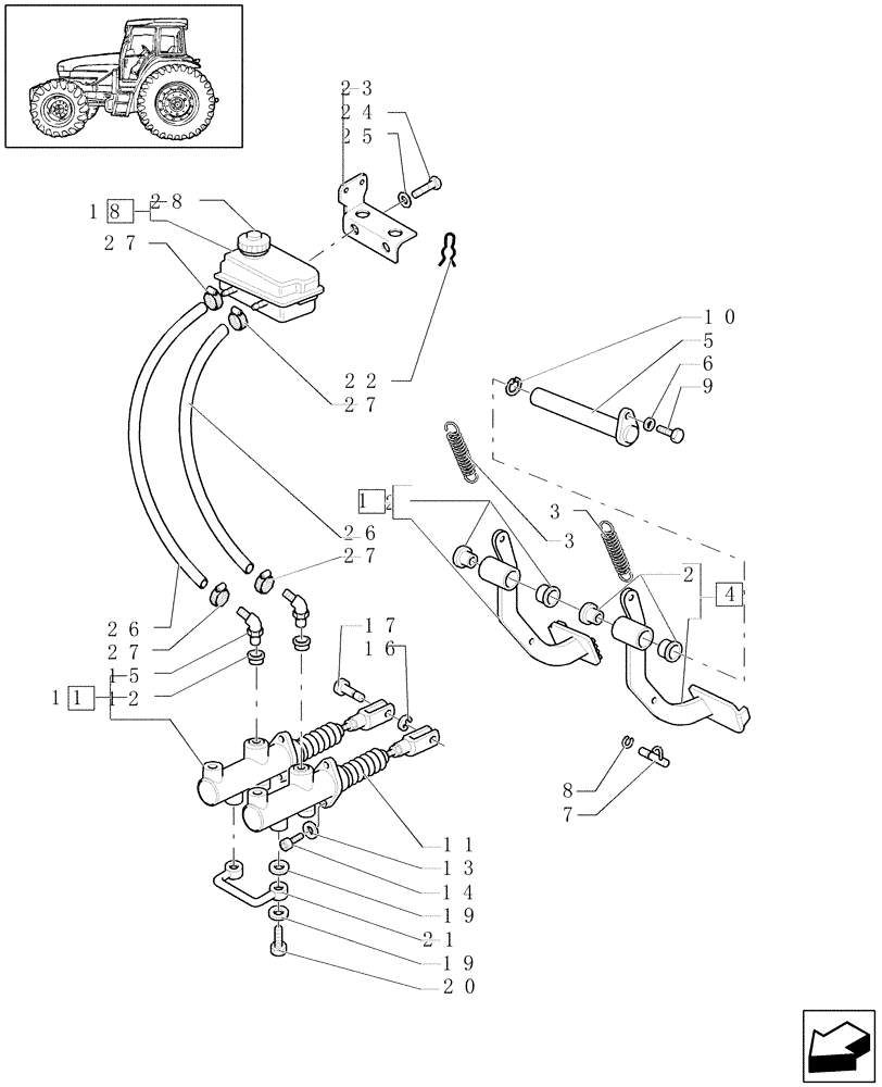 Схема запчастей Case IH JX1080U - (1.95.0) - BRAKES - PUMPS AND PEDALS (10) - OPERATORS PLATFORM/CAB