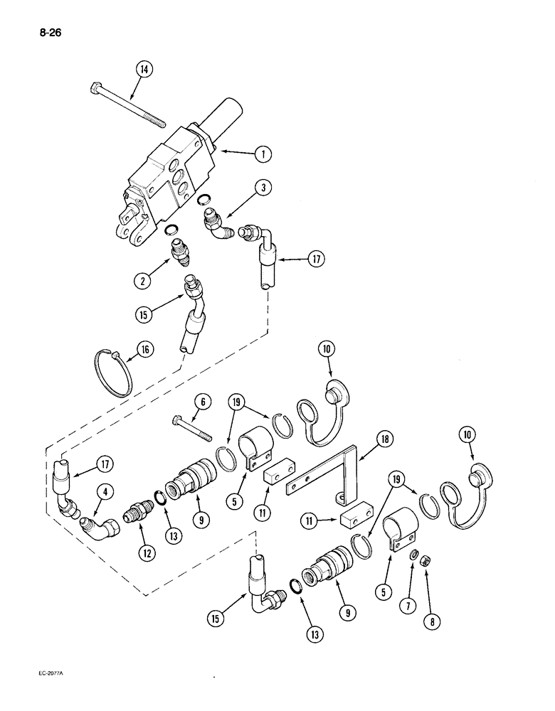 Схема запчастей Case IH 495 - (8-026) - REMOTE AUXILIARY VALVES, THIRD BANK TUBES AND COUPLINGS (08) - HYDRAULICS