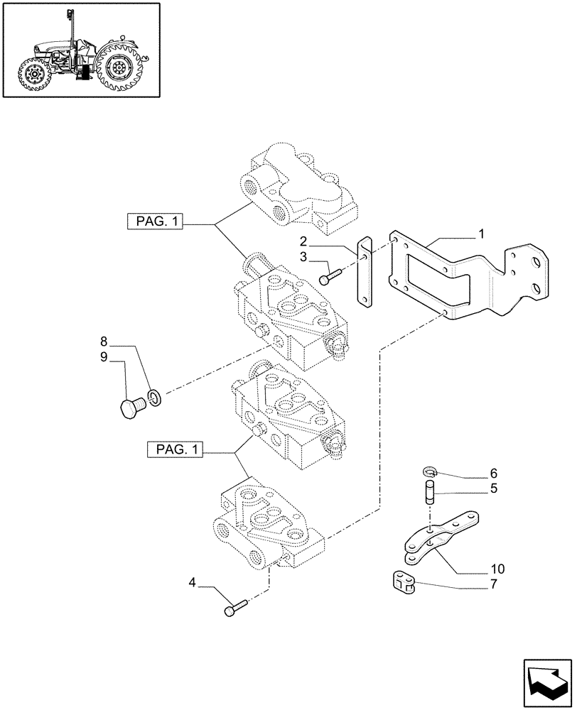 Схема запчастей Case IH JX1060C - (1.82.7/08[02]) - (VAR.124-125-157-159) 2 CONTROL VALVES WITH JOYSTICK - C5484 (07) - HYDRAULIC SYSTEM