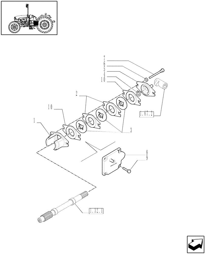 Схема запчастей Case IH JX1075C - (1.65.5) - PARKING BRAKE (05) - REAR AXLE