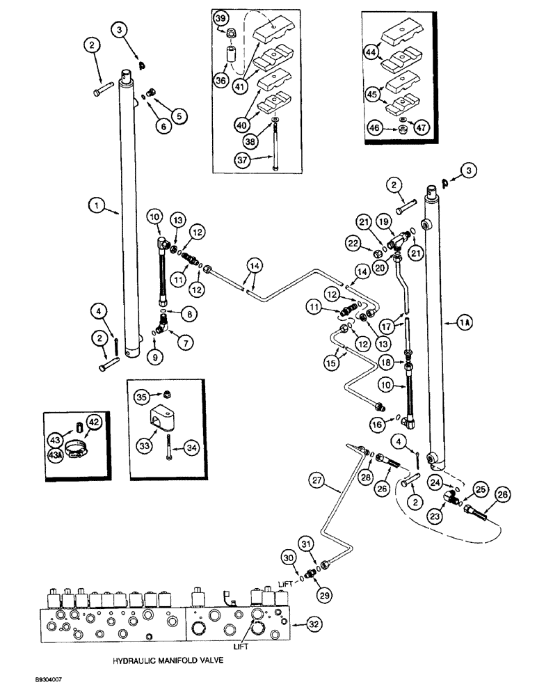 Схема запчастей Case IH 2055 - (8-48) - BASKET LIFT CYLINDER SYSTEM (07) - HYDRAULICS