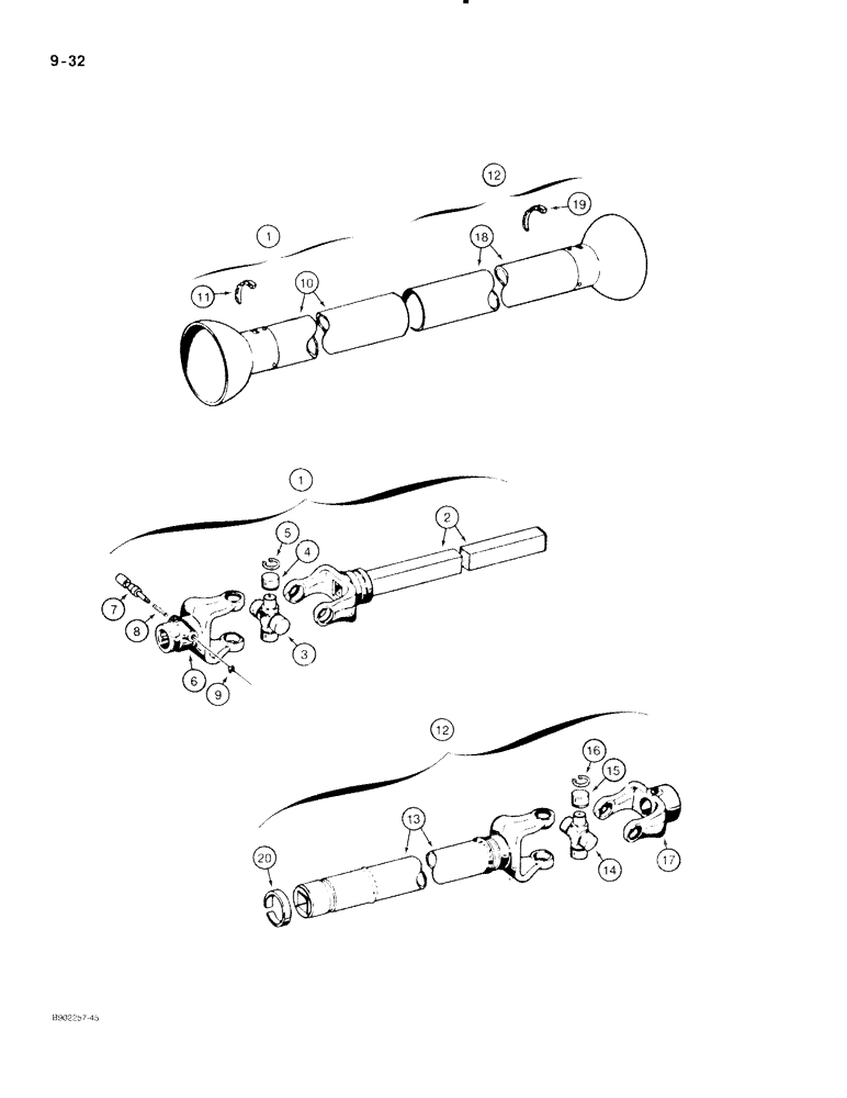 Схема запчастей Case IH 550 - (9-032) - DRIVE SHAFT, ROCKWELL, 540 RPM (06) - POWER TRAIN