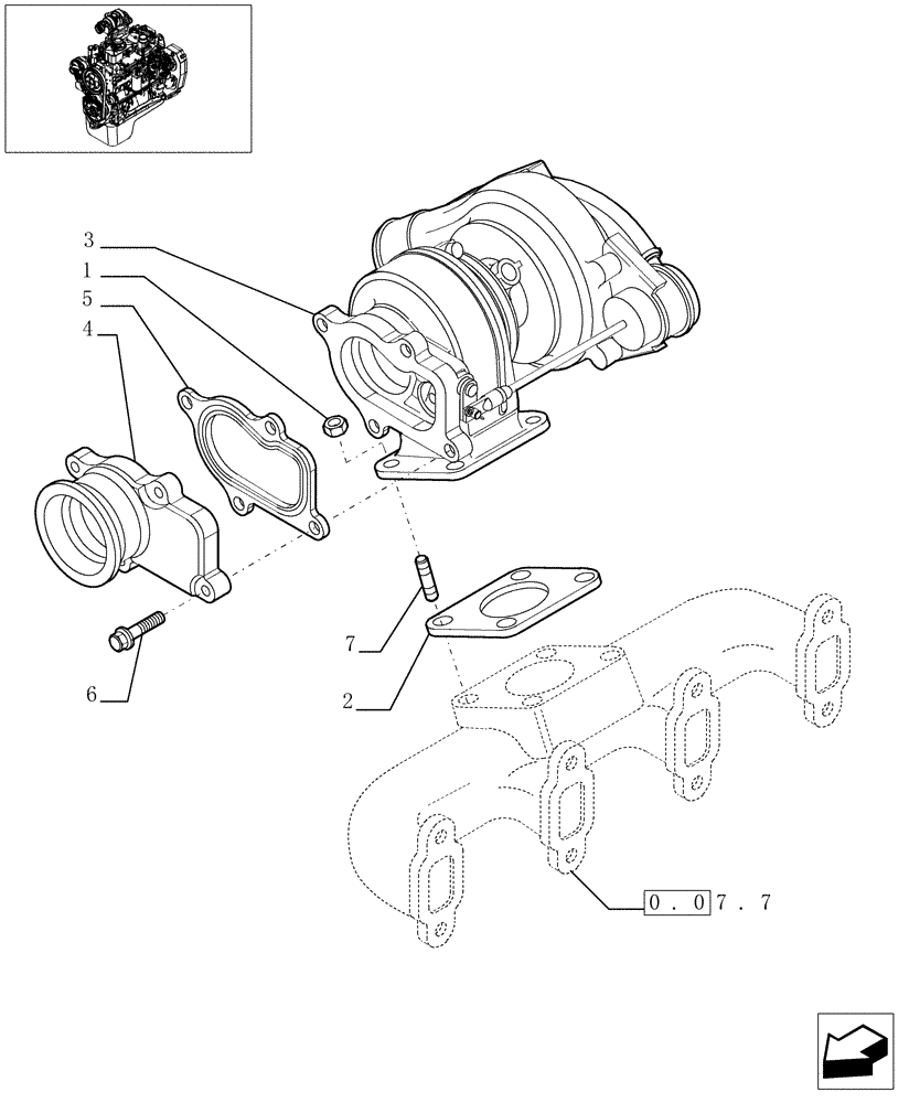 Схема запчастей Case IH F4GE0484C D601 - (0.24.0[01]) - TURBOCHARGER - (504065174 - 504025552) 