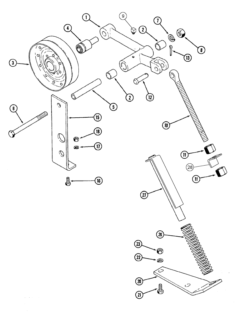 Схема запчастей Case IH 420 - (09C-11) - FRONT FAN IDLER PULLEY LINKAGE (15) - HANDLING SYSTEM