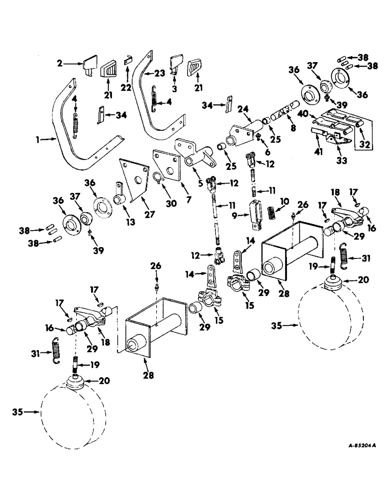 Схема запчастей Case IH 95 - (04-1) - BRAKES, BRAKE PEDALS AND LINKAGE (5.1) - BRAKES