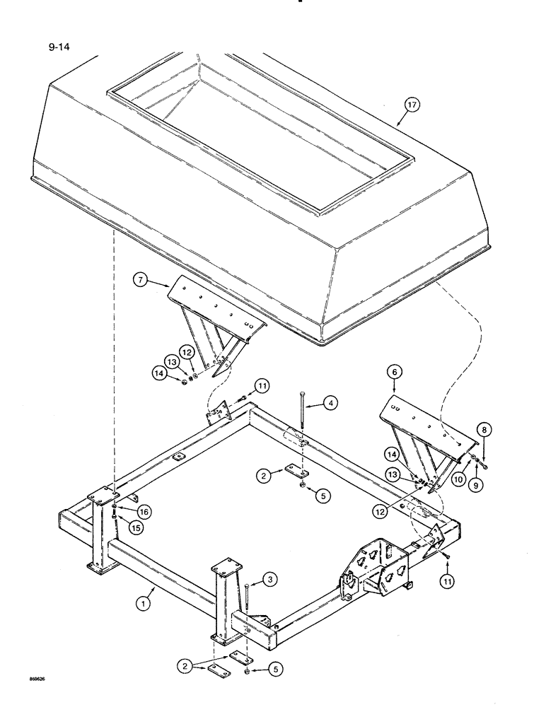 Схема запчастей Case IH 8500 - (9-014) - HOPPER FRAME AND MOUNTING PARTS (09) - CHASSIS/ATTACHMENTS