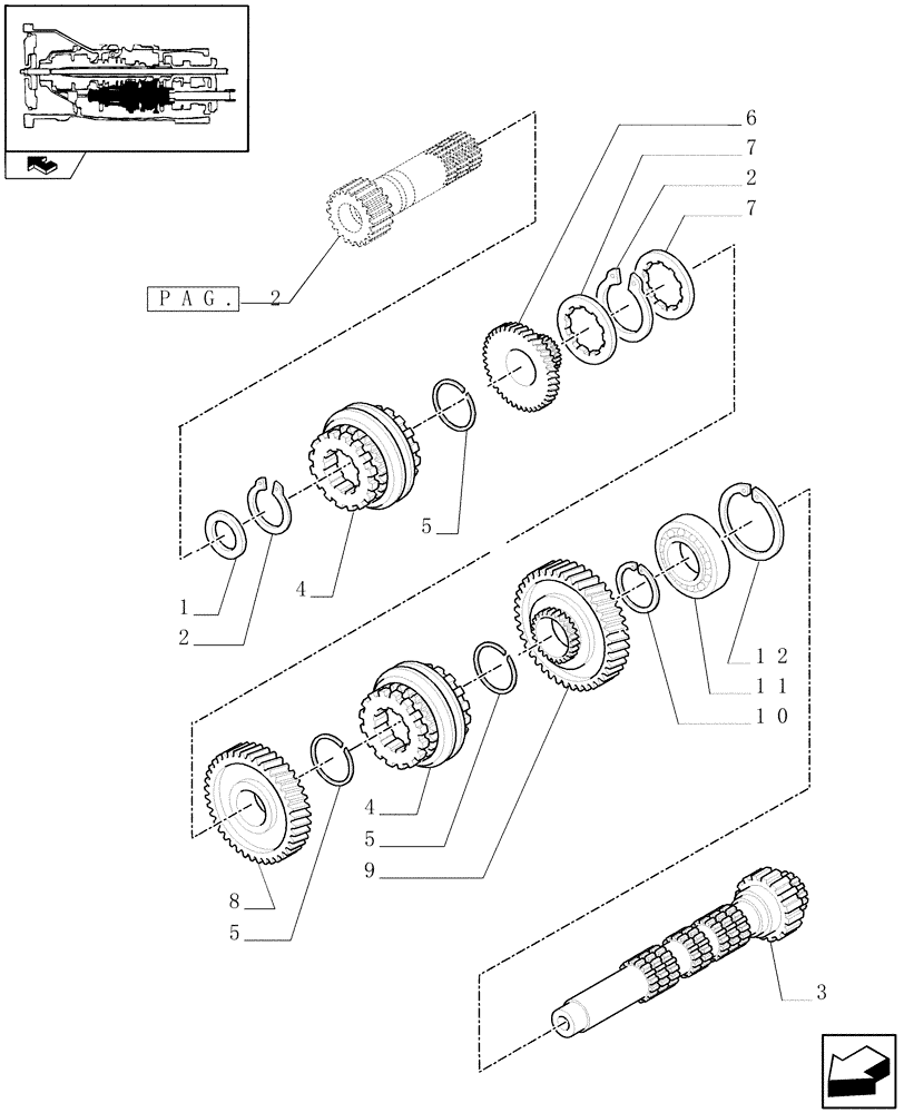 Схема запчастей Case IH FARMALL 85C - (1.28.1/01[04]) - 16X16 HYDRAULIC TRANSMISSION WITH SYNCHRO GEARS AND POWER SHUTTLE - TRANSM. GEARS (VAR.330278) (03) - TRANSMISSION