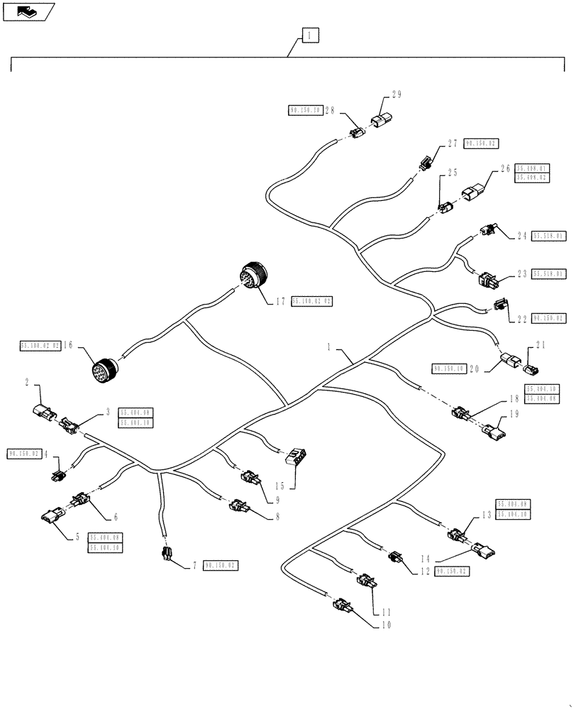 Схема запчастей Case IH TITAN 4030 - (55.100.04) - CAB ROOF HARNESS (55) - ELECTRICAL SYSTEMS