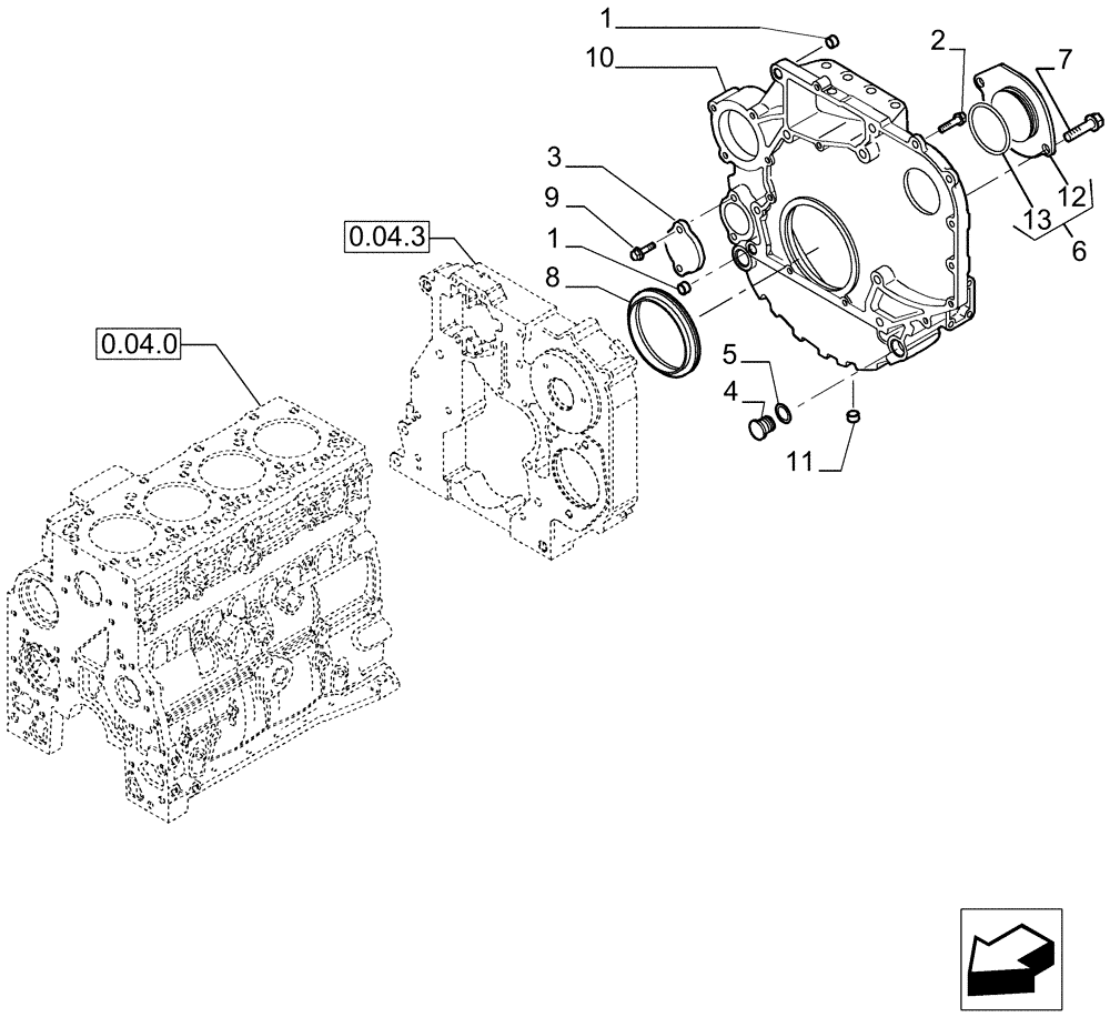 Схема запчастей Case IH P85 - (0.04.3[03]) - CRANKCASE COVERS (02) - ENGINE