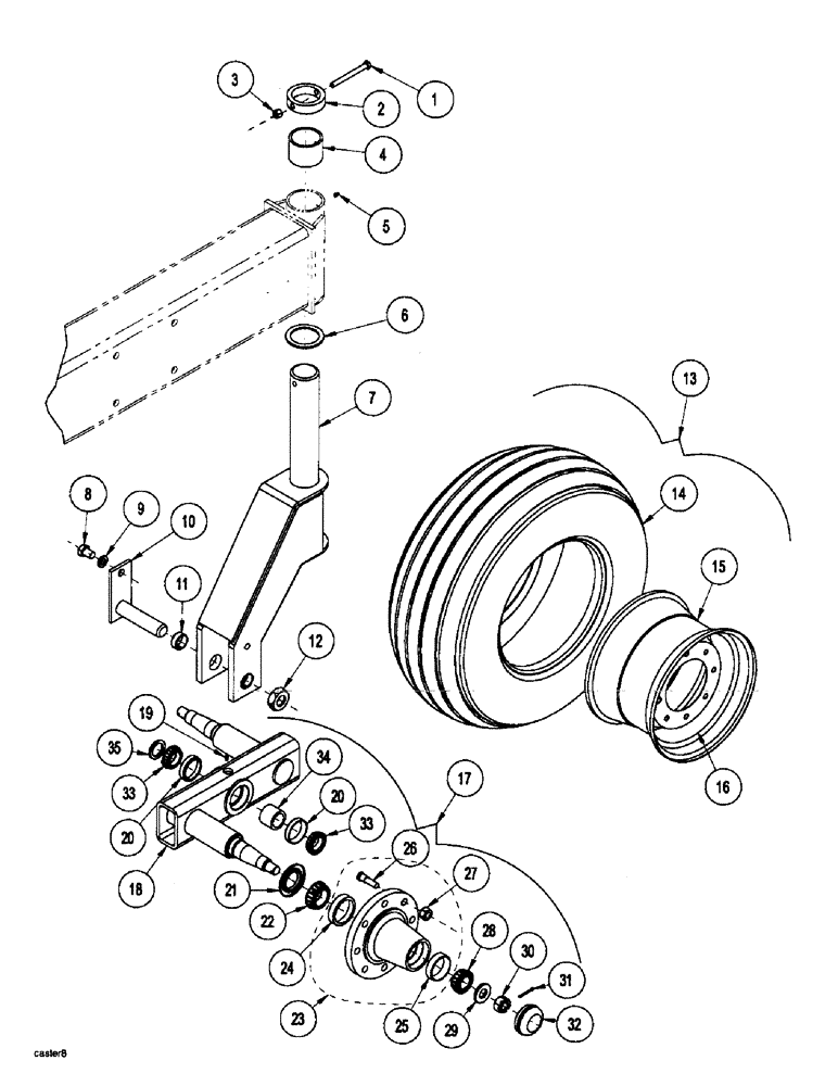 Схема запчастей Case IH SDX30 - (1.090.1) - CASTER - HEAVY DUTY 8 BOLT HUB (BSN CKB0028188) (12) - FRAME