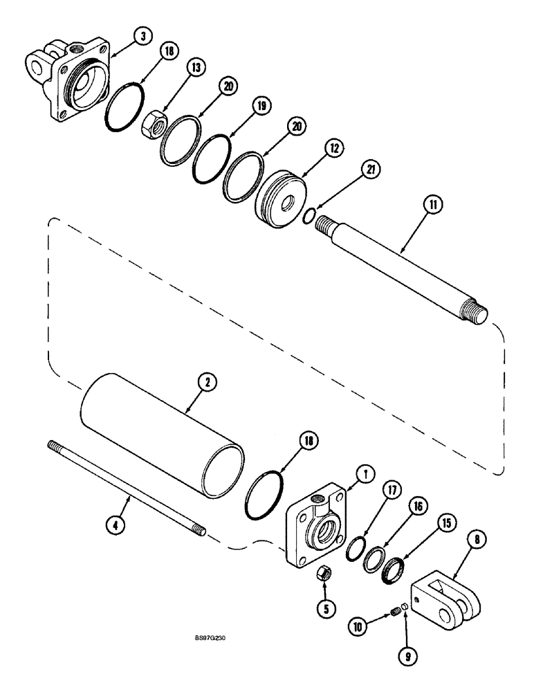 Схема запчастей Case IH 900 - (8-100) - WING FRAME LIFT HYDRAULIC CYLINDER, CYCLO AIR HORIZONTAL FOLDING, ALL ROW SIZES (08) - HYDRAULICS