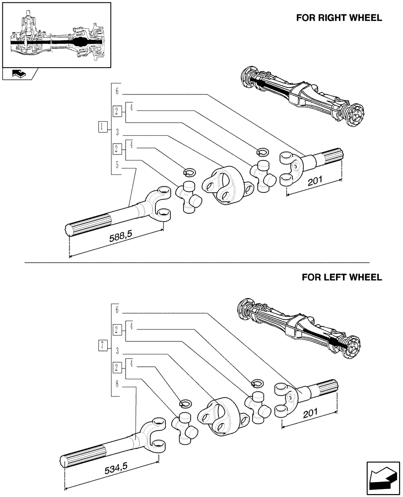 Схема запчастей Case IH FARMALL 85C - (1.40.3/10A) - DIFFERENTIAL SHAFT - BREAKDOWN (04) - FRONT AXLE & STEERING