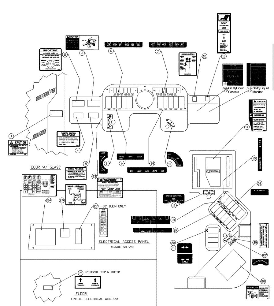 Схема запчастей Case IH PATRIOT 150 - (10-001) - INTERIOR DECALS (13) - DECALS