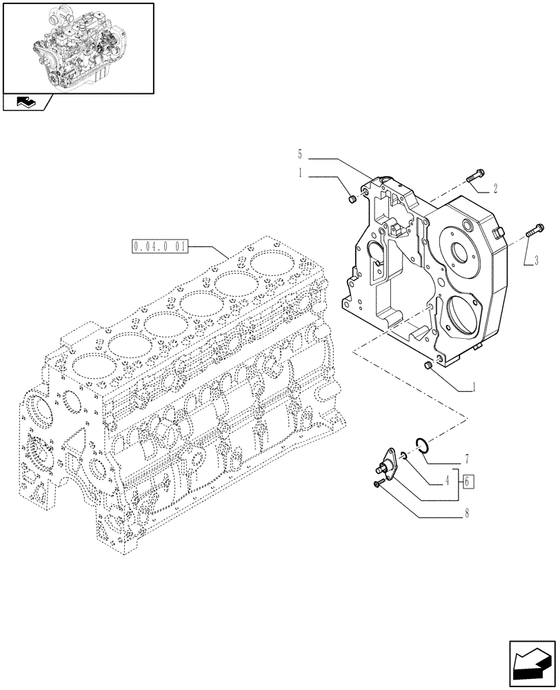 Схема запчастей Case IH F4GE9684C J601 - (0.04.3[01]) - CRANKCASE COVERS (2852319) 