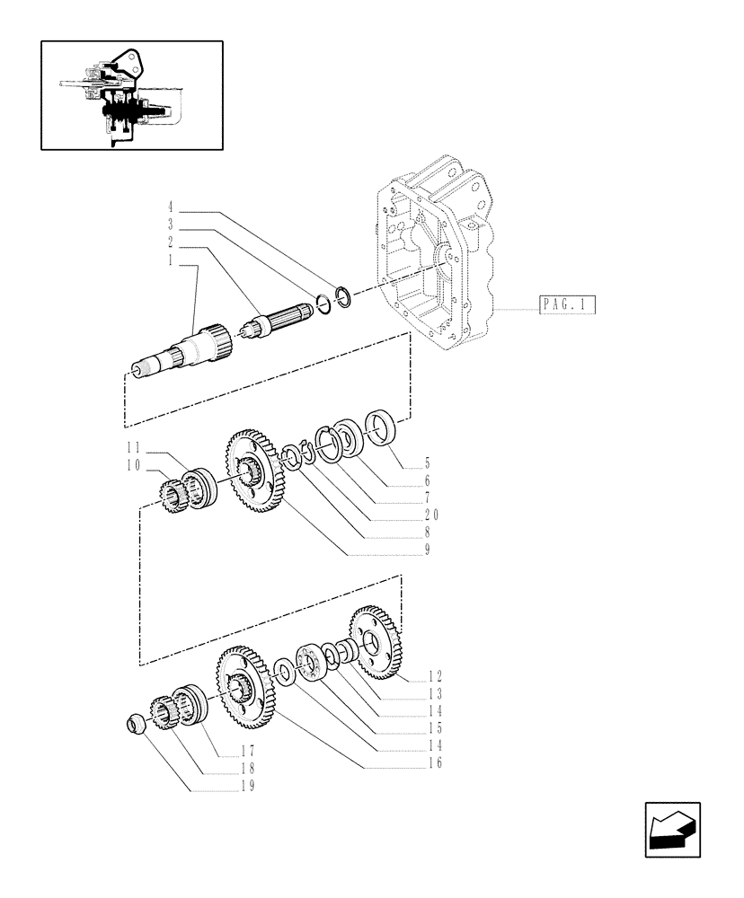 Схема запчастей Case IH MXU100 - (1.80.1/02[02]) - (VAR.817) POWER TAKE-OFF 540/750/1000 RPM - SHAFTS AND GEARS (07) - HYDRAULIC SYSTEM