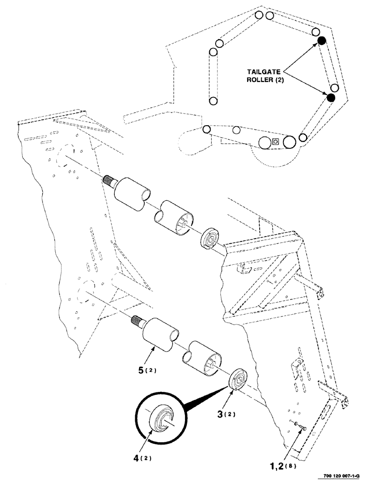 Схема запчастей Case IH 8480 - (2-26) - ROLLER ASSEMBLY, TAILGATE Driveline