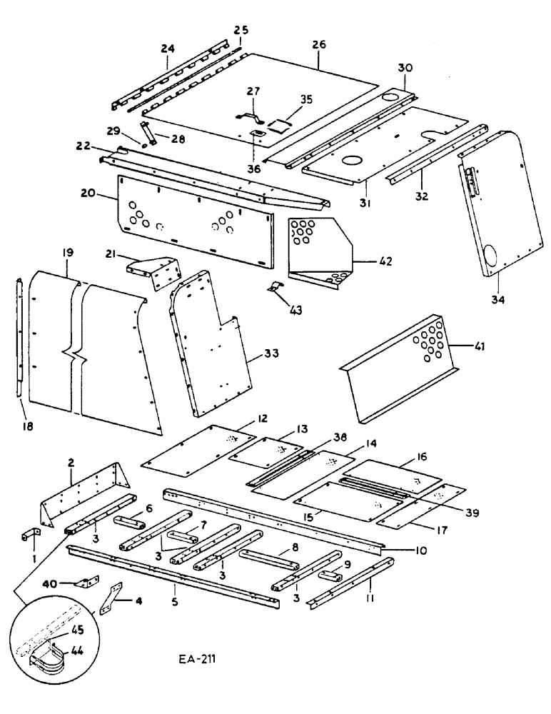 Схема запчастей Case IH 1460 - (17-015) - ENGINE SHIELD AND SERVICE DECK Mounted Equipment