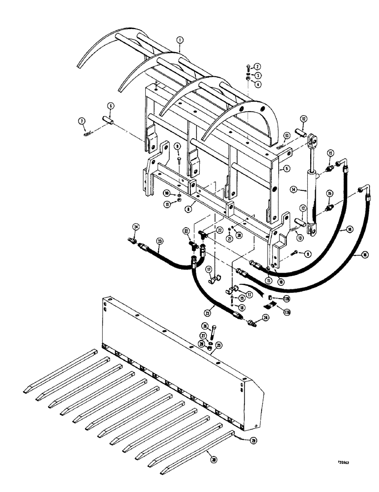 Схема запчастей Case IH 1700-SERIES - (198) - HYDRAULIC GRAPPLE (89) - TOOLS