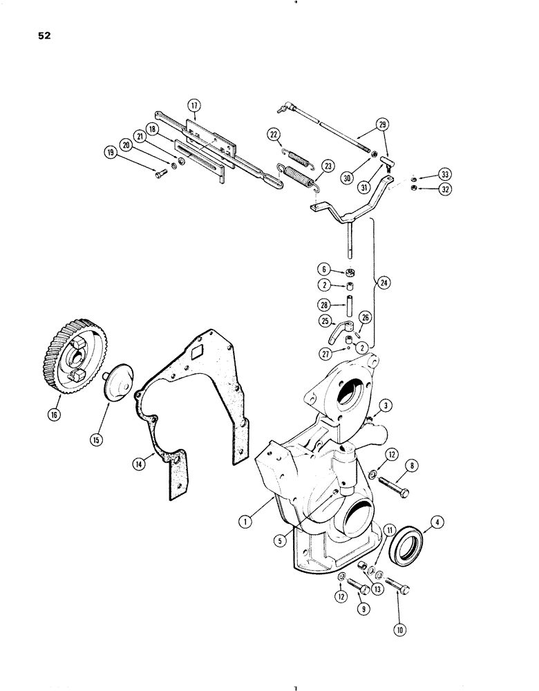 Схема запчастей Case IH 570 - (052) - GOVERNOR AND TIMING GEAR COVER, 570 (159) SPARK IGNITION ENGINE (03) - FUEL SYSTEM