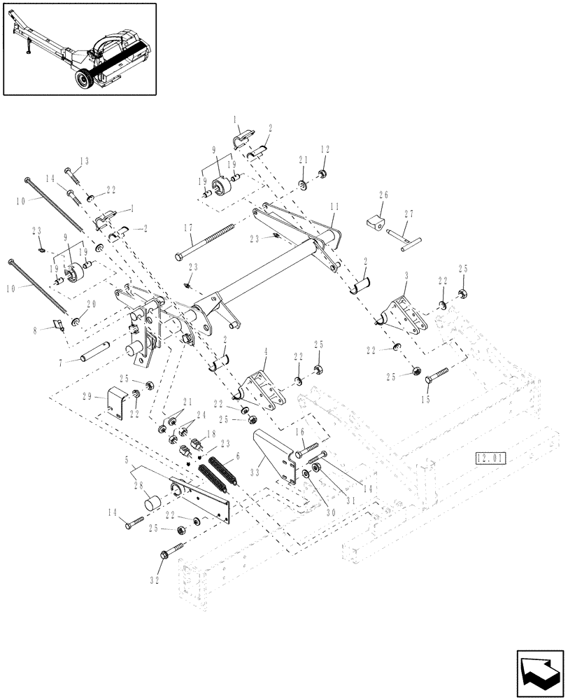 Схема запчастей Case IH FHX300 - (12.03) - ATTACHMENT LIFT (12) - MAIN FRAME