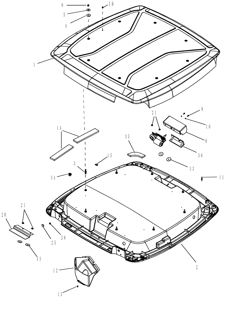 Схема запчастей Case IH MX200 - (09-13) - CAB ROOF (09) - CHASSIS/ATTACHMENTS