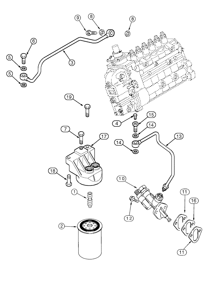 Схема запчастей Case IH MX170 - (03-02) - FUEL FILTER (10) - ENGINE