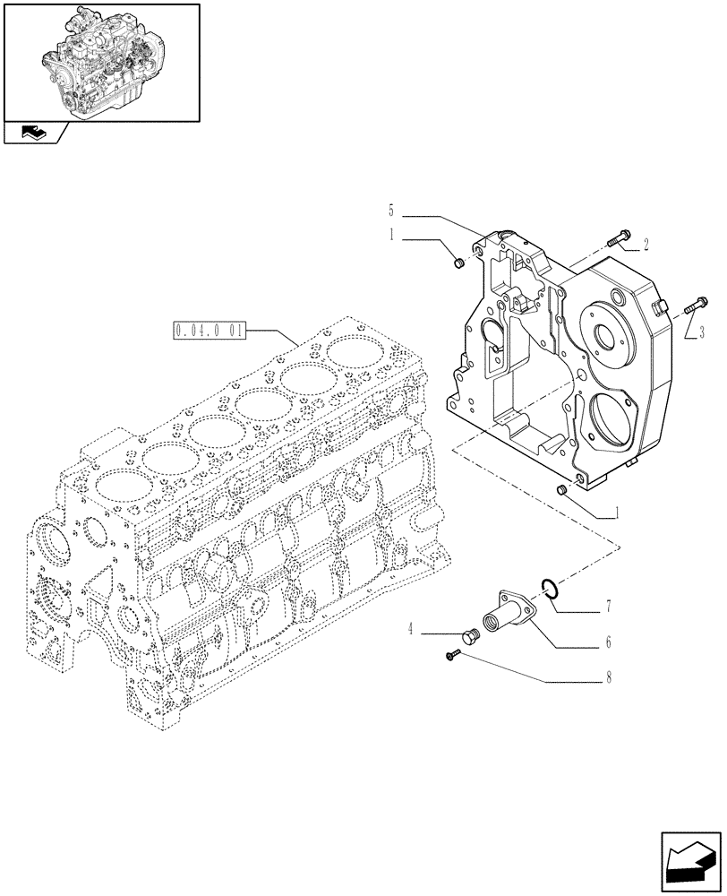 Схема запчастей Case IH F4GE9684R J602 - (0.04.3[01]) - CRANKCASE COVERS (2852682) 