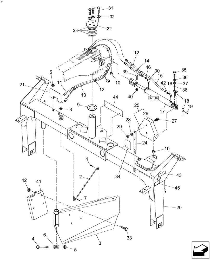 Схема запчастей Case IH DC132F - (12.12) - TRAILFRAME, REAR (12) - MAIN FRAME