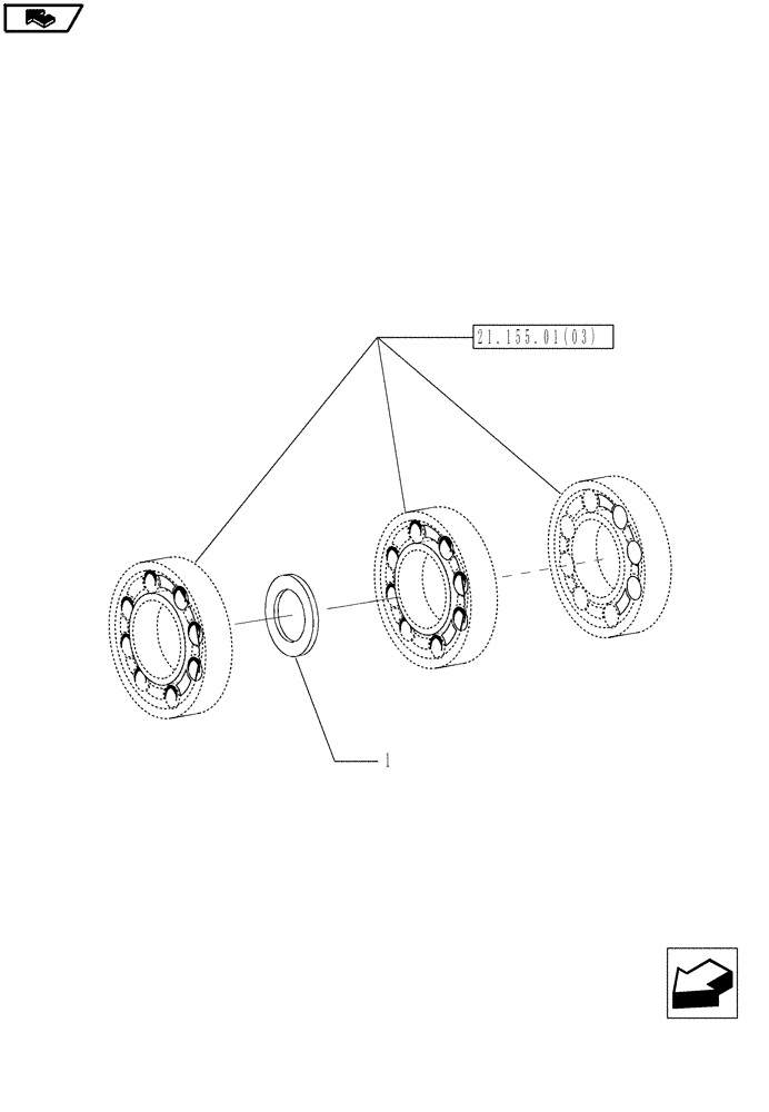 Схема запчастей Case IH MAGNUM 180 - (21.155.01[07]) - CENTRAL REDUCTION GEARS, SHIMS, WITH POWERSHIFT TRANSMISSION (21) - TRANSMISSION