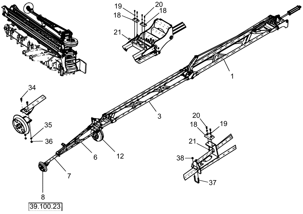 Схема запчастей Case IH 1260 - (39.100.15[01]) - FRAME - MARKER, RT ASSEMBLY (39) - FRAMES AND BALLASTING