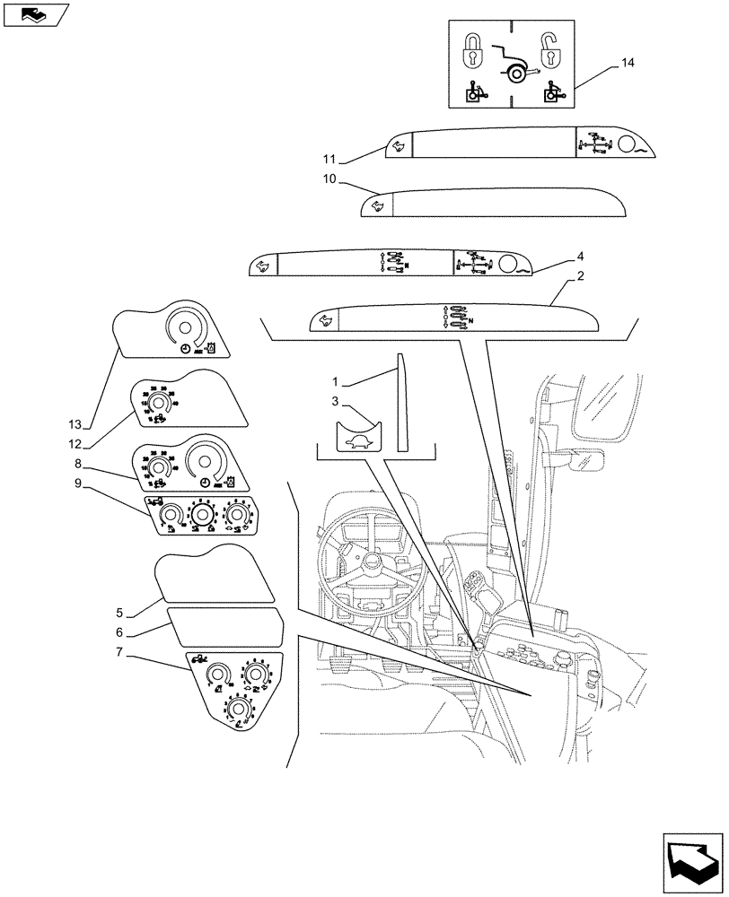 Схема запчастей Case IH PUMA 145 - (90.108.08) - DECALS - ARMREST CONTROL UNIT (90) - PLATFORM, CAB, BODYWORK AND DECALS