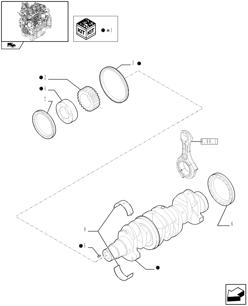 Схема запчастей Case IH FARMALL 80 - (0.08.0) - CRANKSHAFT (01) - ENGINE