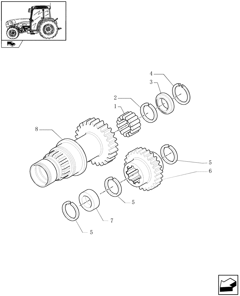 Схема запчастей Case IH FARMALL 85N - (1.28.7/03[05]) - 32X16 HI-LO AND POWER SHUTTLE TRANSMISSION - DRIVEN GEARS (VAR.330275-331275 / 743510; VAR.330273) (03) - TRANSMISSION