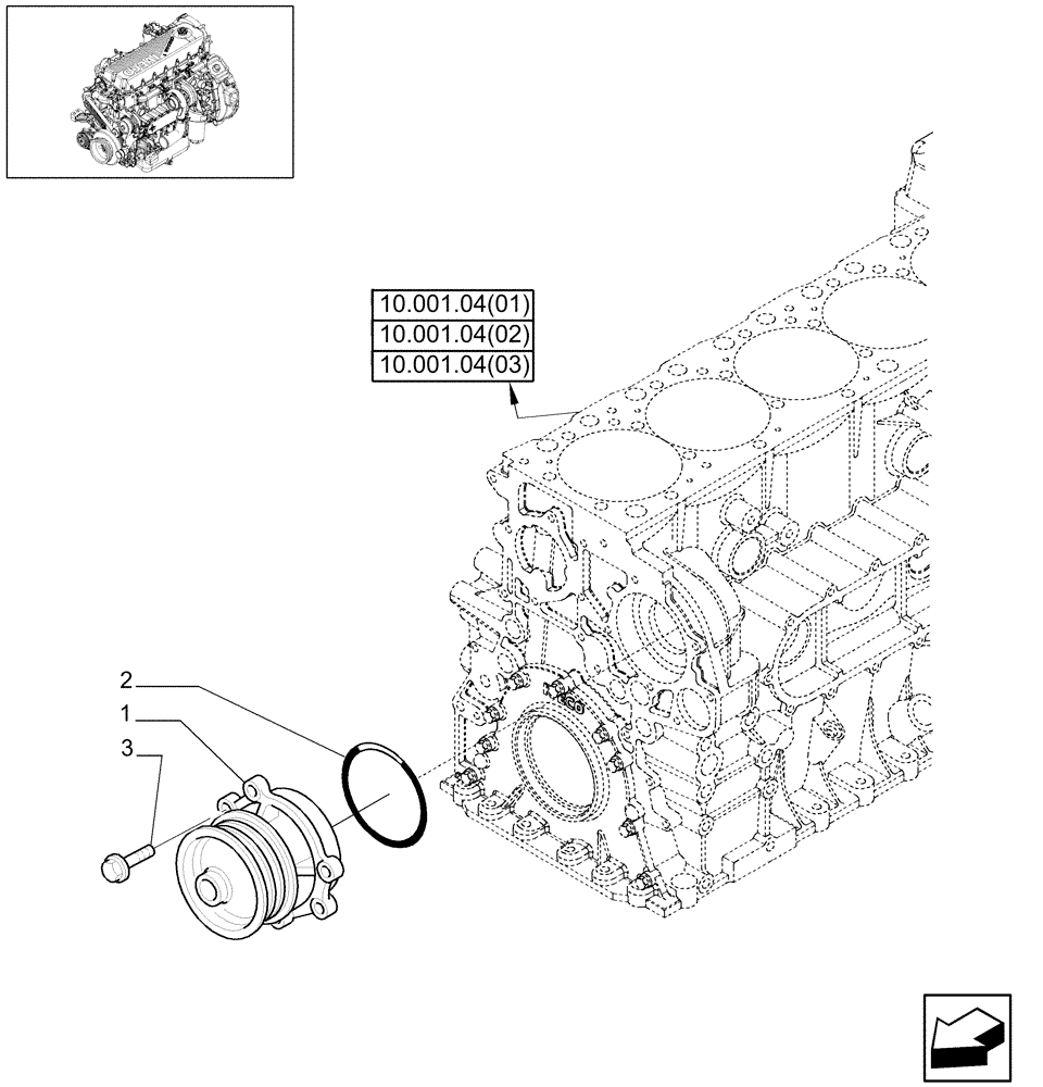 Схема запчастей Case IH 7120 - (10.402.01[01]) - WATER PUMP - 7120/7120(LA) (10) - ENGINE