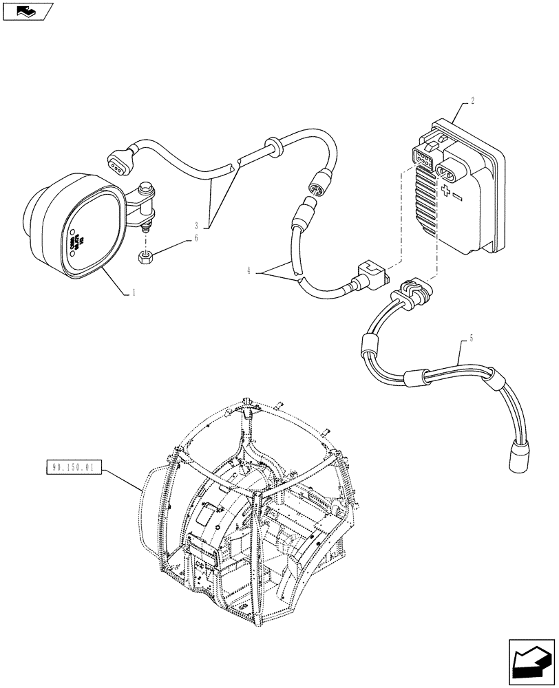 Схема запчастей Case IH PUMA 160 - (55.404.05) - VAR - 330662 - HID WORK LAMP - GRAB RAIL (55) - ELECTRICAL SYSTEMS