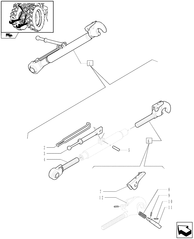 Схема запчастей Case IH FARMALL 75N - (1.89.6/01A) - THIRD-POINT TOP LINK - BREAKDOWN (09) - IMPLEMENT LIFT